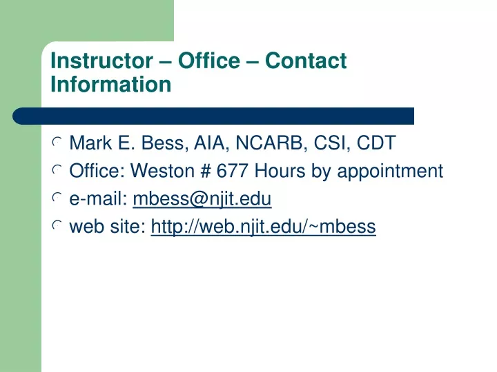 instructor office contact information