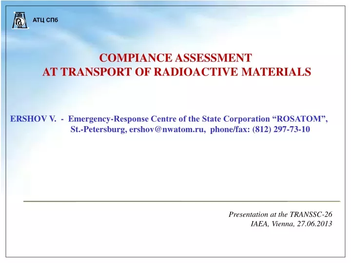 compiance assessment at transport of radioactive