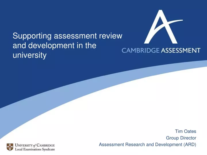 supporting assessment review and development in the university