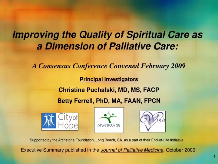 improving the quality of spiritual care as a dimension of palliative care