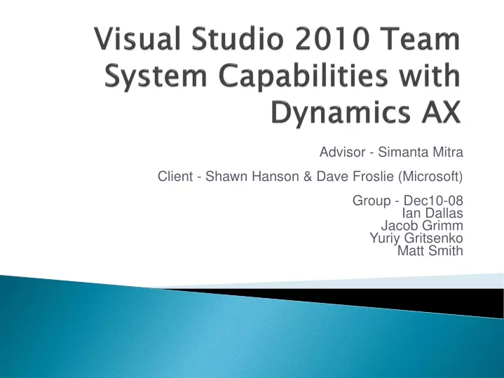 visual studio 2010 team system capabilities with dynamics ax