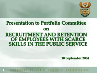 Presentation to Portfolio Committee  on