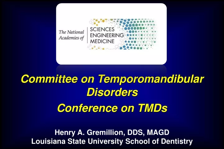 committee on temporomandibular disorders