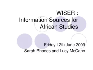 WISER :  Information Sources for African Studies