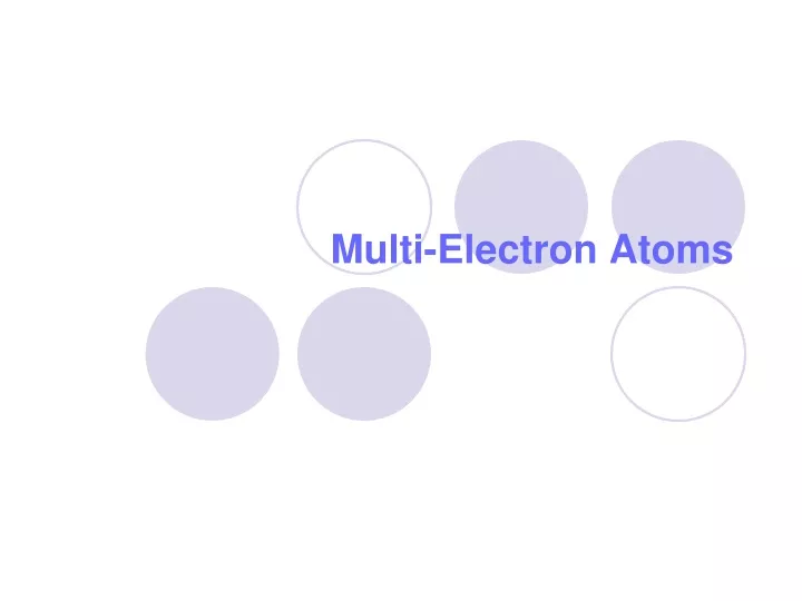 multi electron atoms