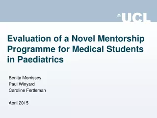 Evaluation of a Novel Mentorship Programme for Medical Students in Paediatrics