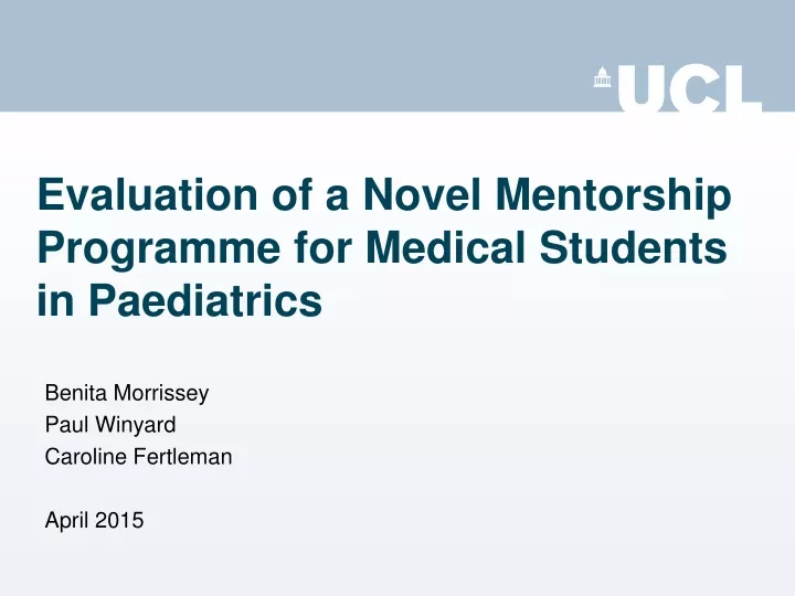evaluation of a novel mentorship programme for medical students in paediatrics