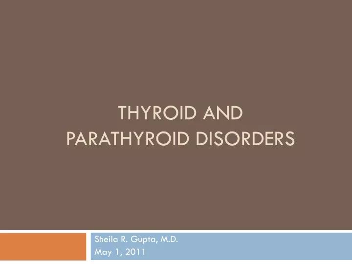 thyroid and parathyroid disorders