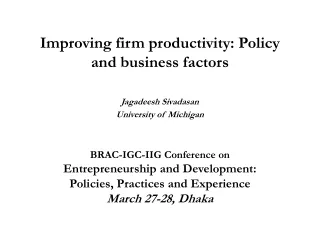 Improving firm productivity: Policy and business factors