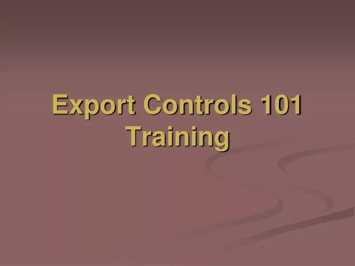 export controls 101 training