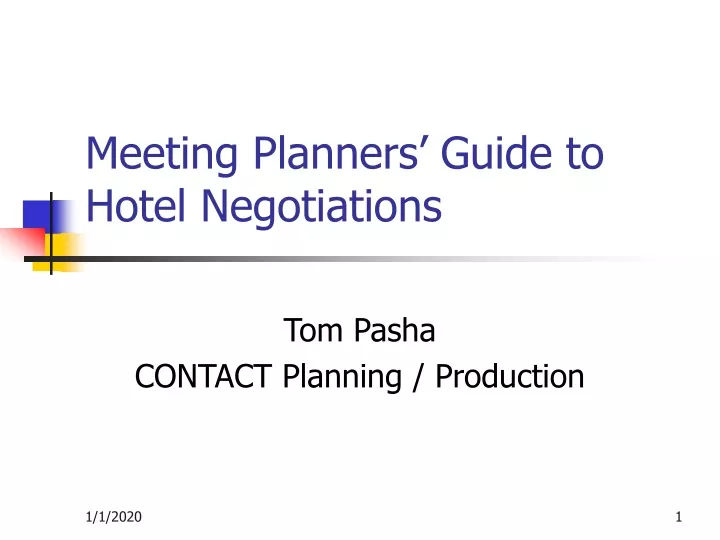 meeting planners guide to hotel negotiations