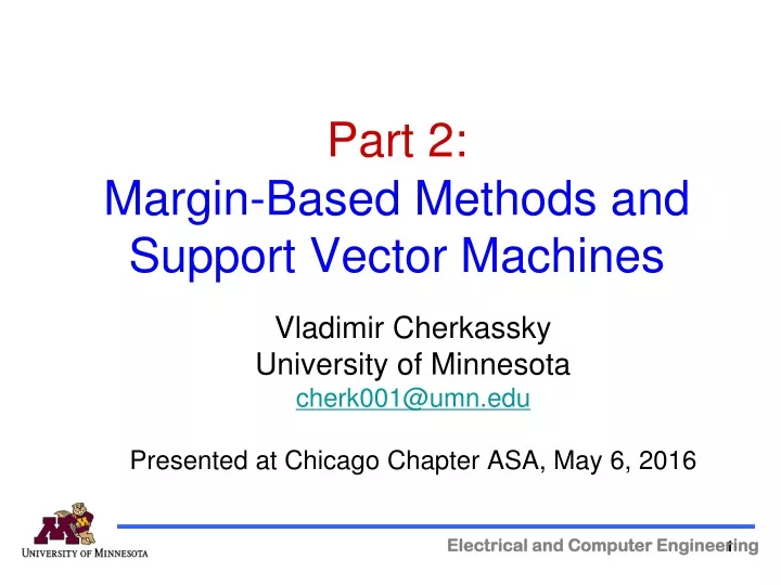 part 2 margin based methods and support vector machines