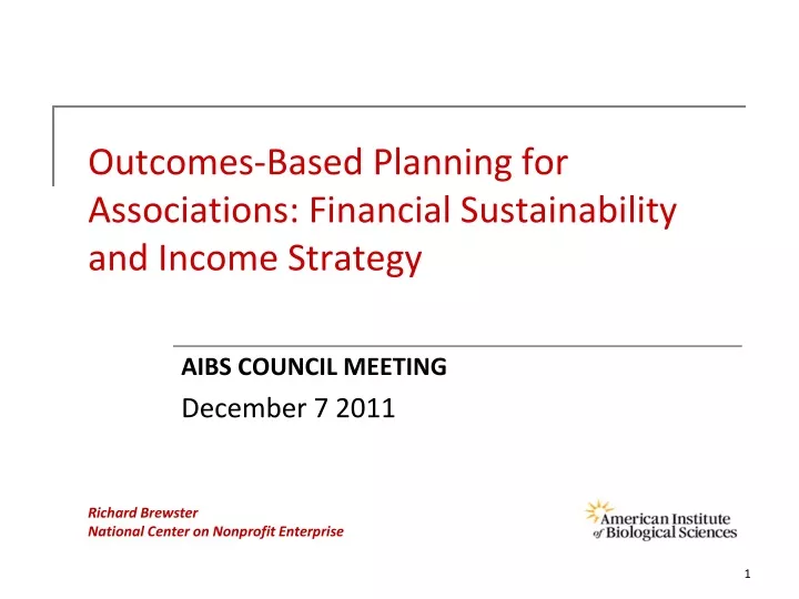 outcomes based planning for associations financial sustainability and income strategy