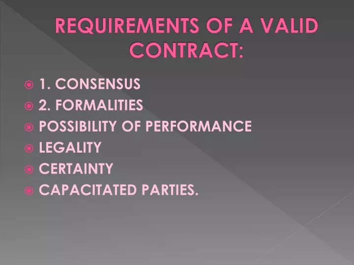 requirements of a valid contract