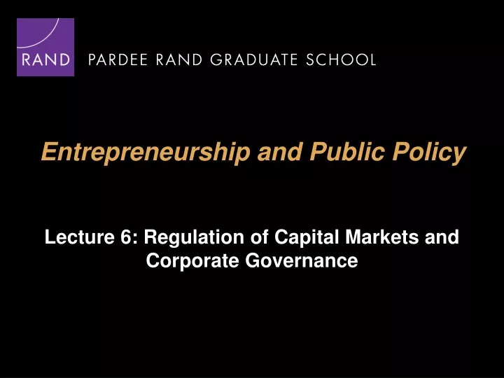entrepreneurship and public policy