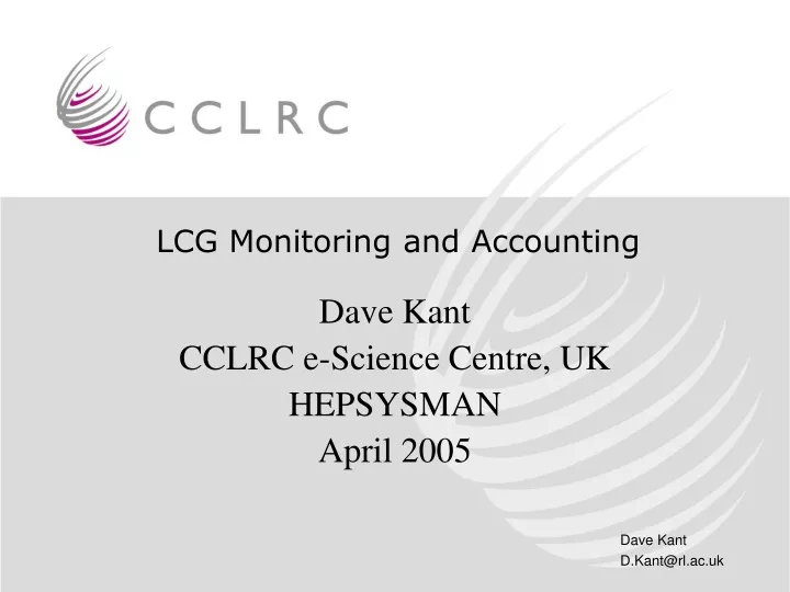 lcg monitoring and accounting