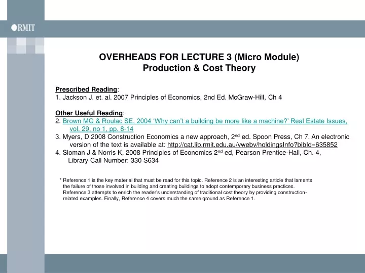 overheads for lecture 3 micro module production cost theory