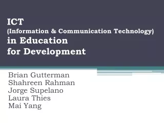 ICT (Information &amp; Communication Technology)  in Education  for Development