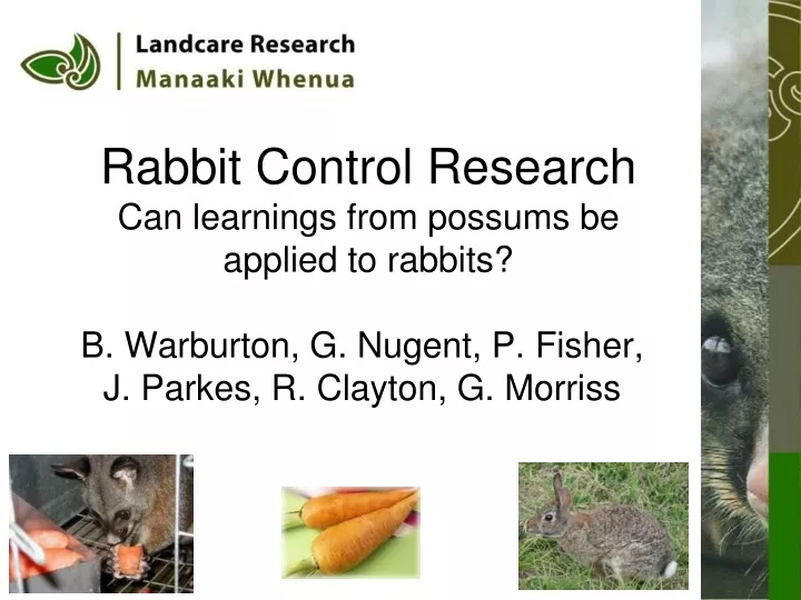 rabbit control research can learnings from possums be applied to rabbits
