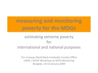 measuring and monitoring poverty for the MDGs