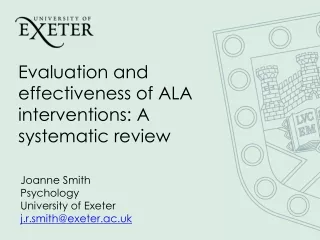 Evaluation and effectiveness of ALA interventions: A systematic review