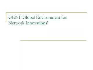 GENI ‘Global Environment for  Network Innovations’