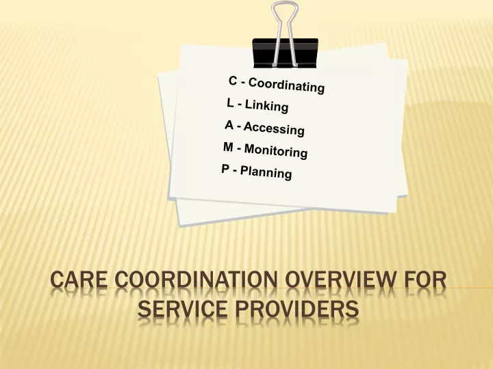 care coordination overview for service providers