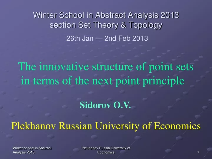 winter school in abstract analysis 2013 section set theory topology