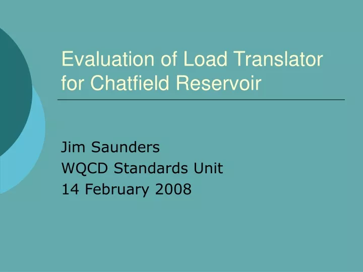 evaluation of load translator for chatfield reservoir