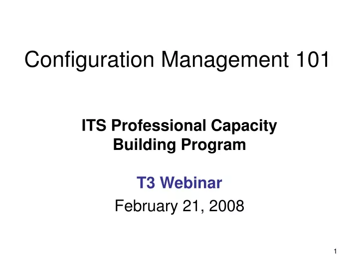 configuration management 101