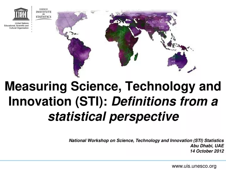 measuring science technology and innovation sti definitions from a statistical perspective