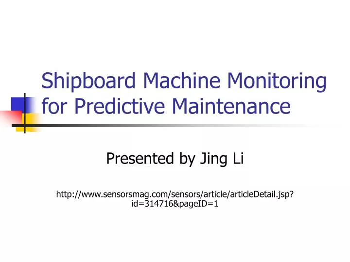 shipboard machine monitoring for predictive maintenance
