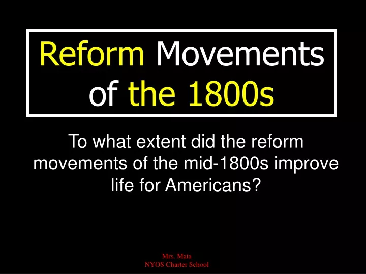 reform movements of the 1800s