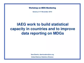 IAEG work to build statistical capacity in countries and to improve data reporting on MDGs