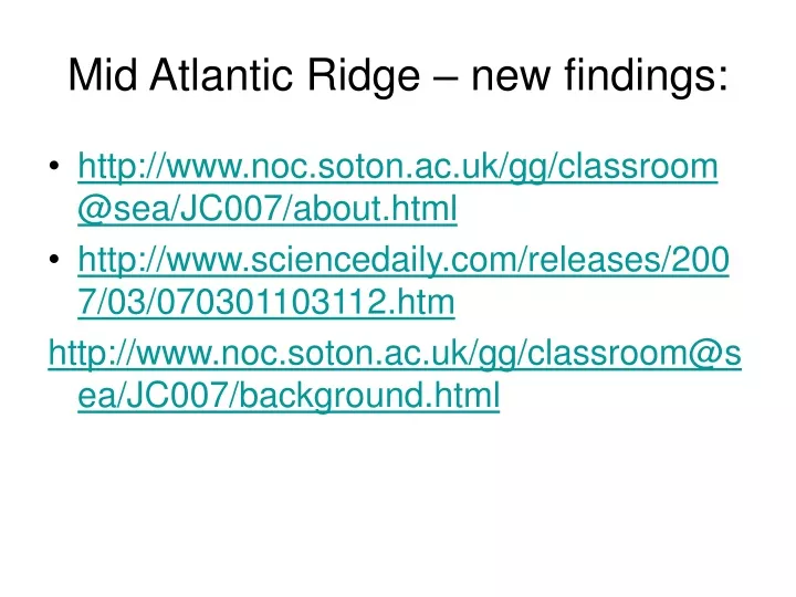mid atlantic ridge new findings