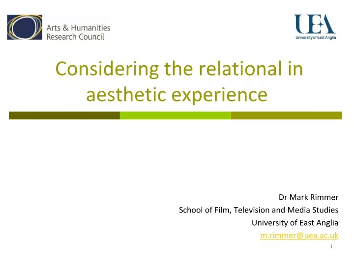 considering the relational in aesthetic experience