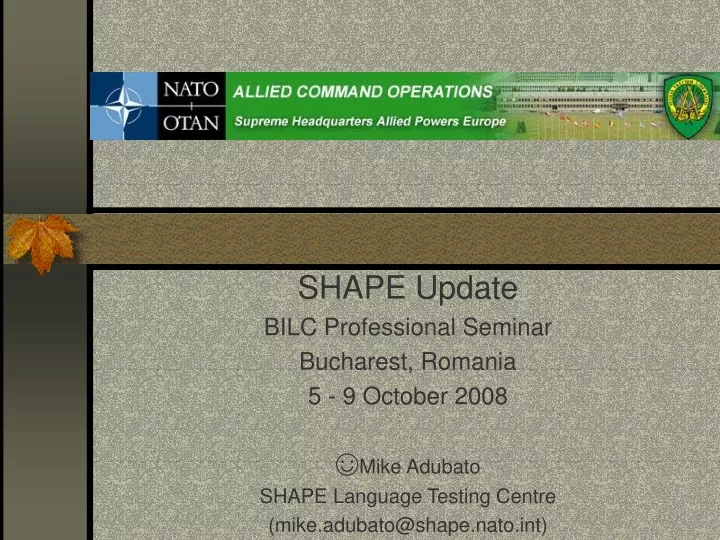 shape update bilc professional seminar bucharest