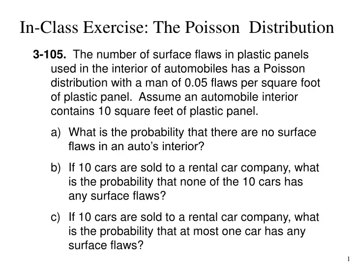in class exercise the poisson distribution