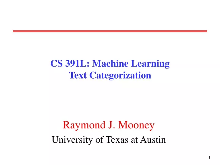cs 391l machine learning text categorization