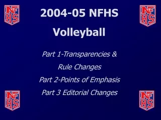 2004-05 NFHS  Volleyball Part 1-Transparencies &amp;  Rule Changes Part 2-Points of Emphasis