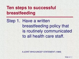 Ten steps to successful  breastfeeding