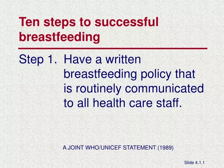 ten steps to successful breastfeeding