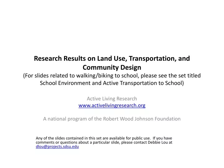 research results on land use transportation