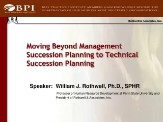 Moving Beyond Management Succession Planning to Technical Succession Planning