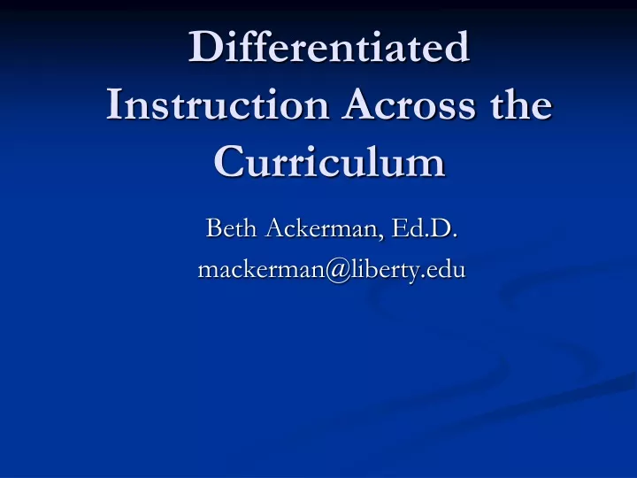 differentiated instruction across the curriculum