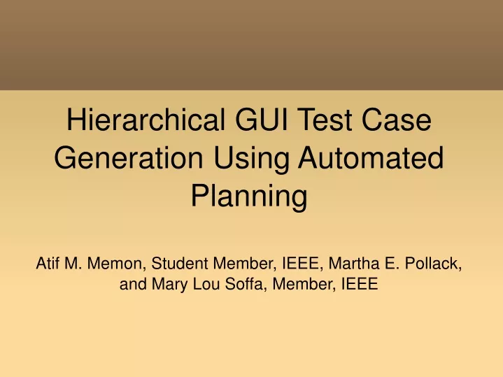 hierarchical gui test case generation using