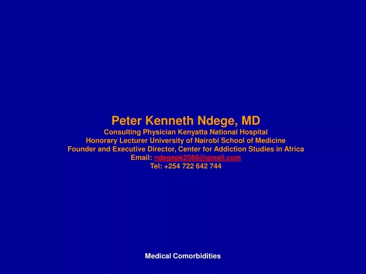 peter kenneth ndege md consulting physician