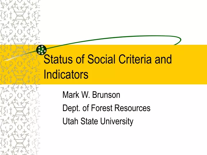 status of social criteria and indicators