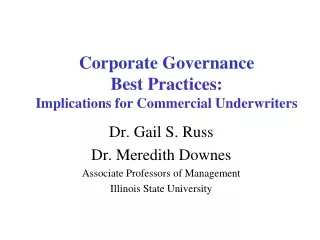 Corporate Governance  Best Practices: Implications for Commercial Underwriters