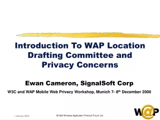 Introduction To WAP Location Drafting Committee and Privacy Concerns
